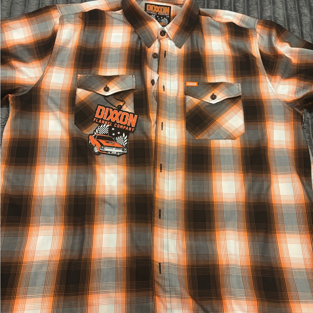 Dixxon Men's THE FUEL Orange and Black Plaid Shirt